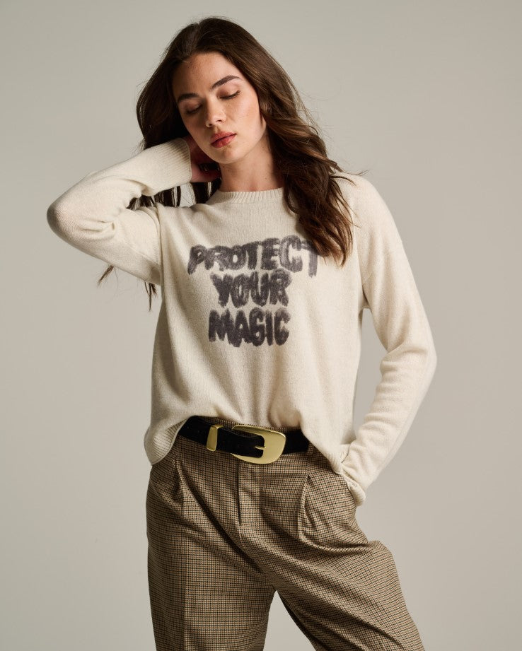 Protect Your Magic Cashmere Sweater - Iced Grey