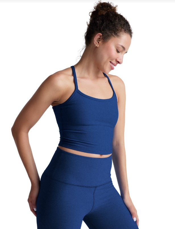 Spacedye Slim Racerback Cropped Tank - Marine Blue Heather