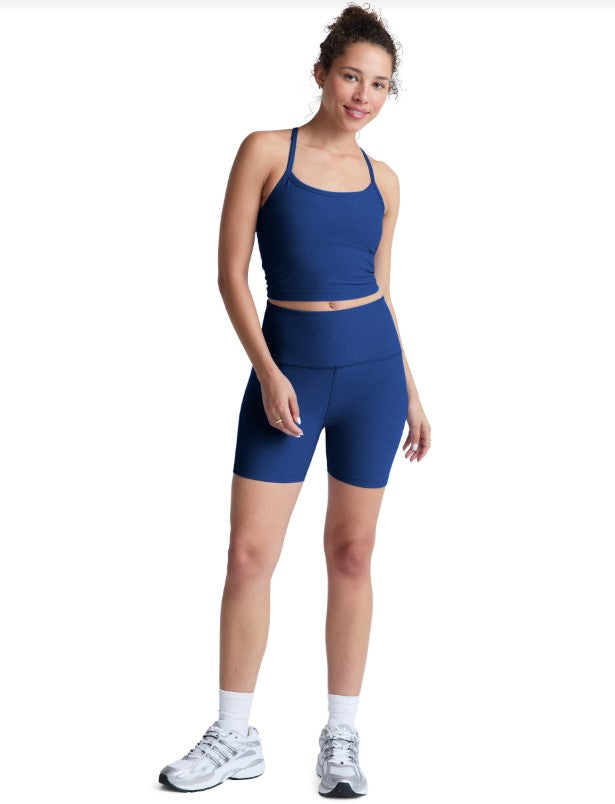Spacedye Slim Racerback Cropped Tank - Marine Blue Heather