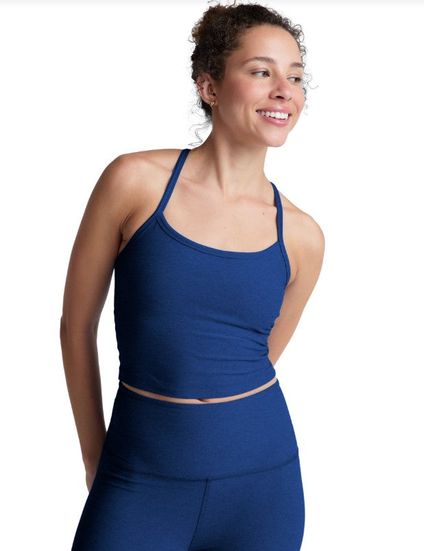 Spacedye Slim Racerback Cropped Tank - Marine Blue Heather