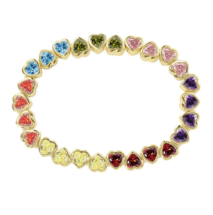 Rainbow Stretchy Bezel Heart Bracelet