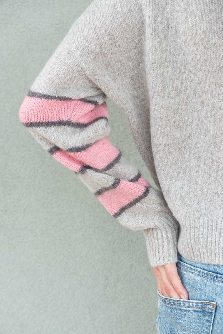 Raine Cashmere Stripe Sweater - Hazel/Bark/Peony - Jaffi&