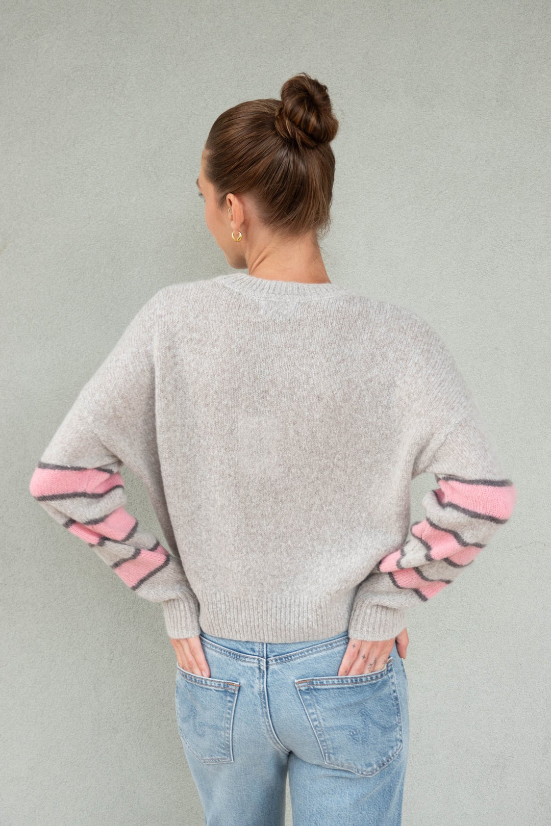 Raine Cashmere Stripe Sweater - Hazel/Bark/Peony - Jaffi&