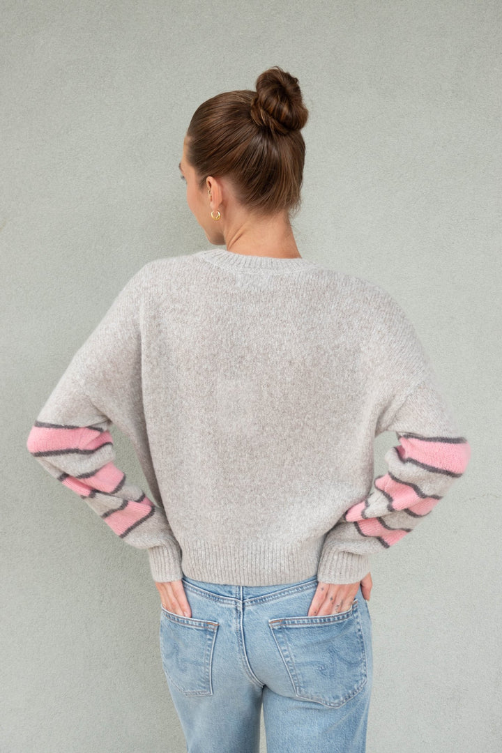 Raine Cashmere Stripe Sweater - Hazel/Bark/Peony - Jaffi&