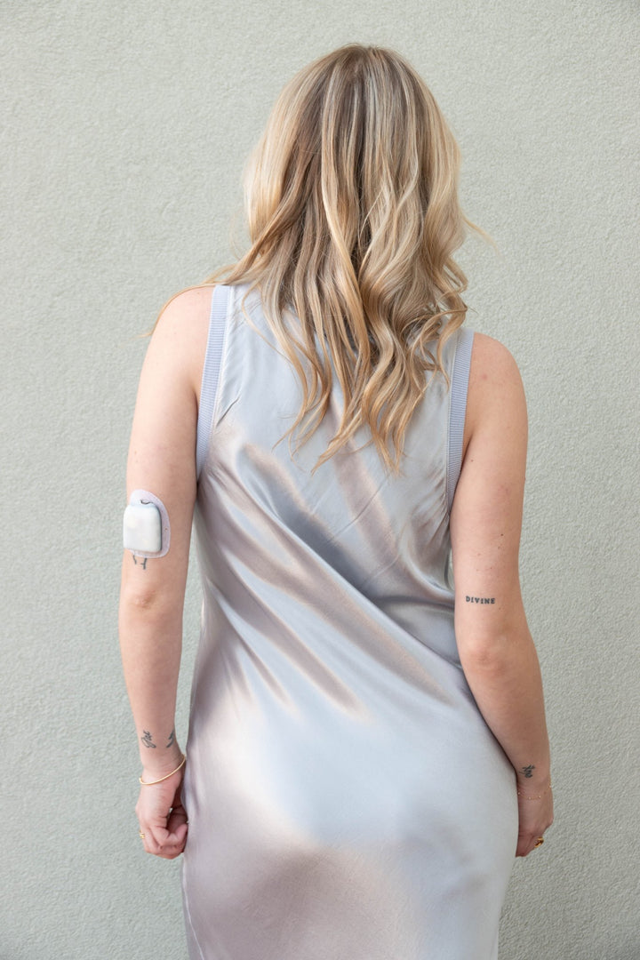 Randi Satin V Neck Midi Dress - Zinc - Jaffi's