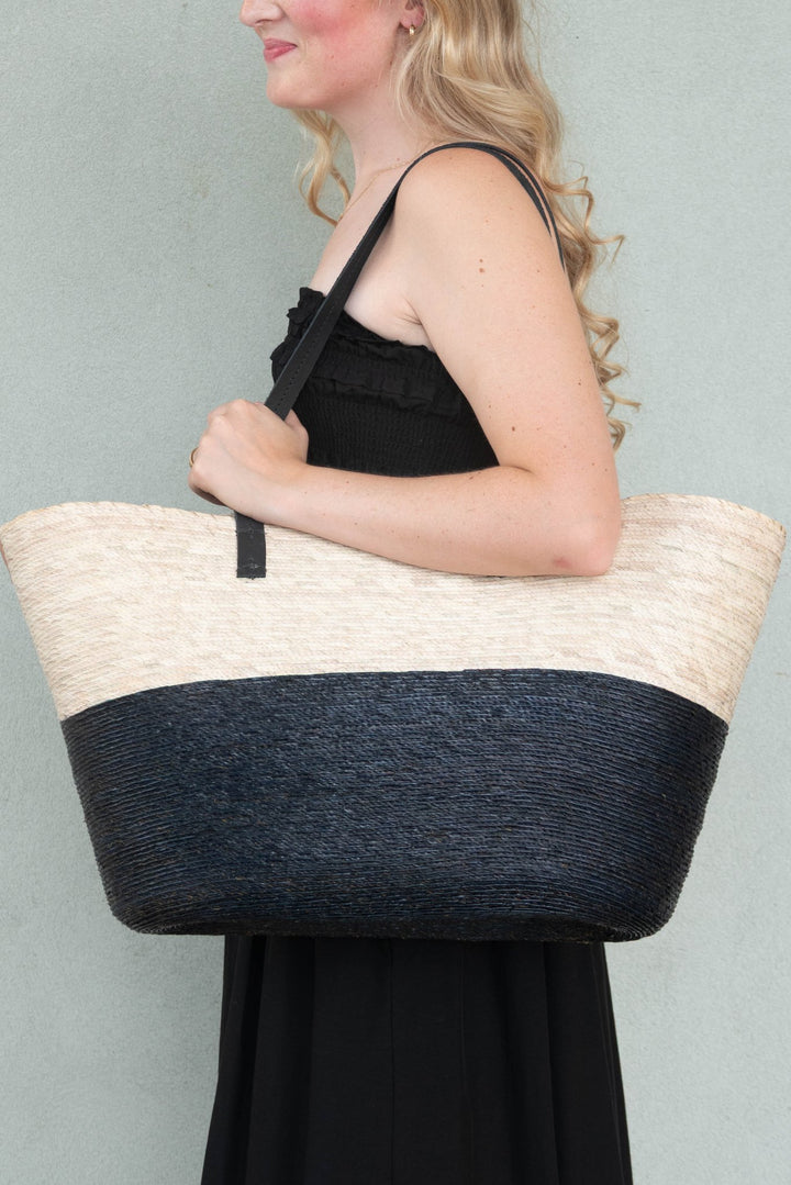 Ravello Double Handle Tote - Natural/Black - Jaffi's