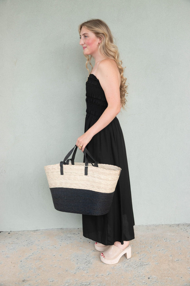 Ravello Double Handle Tote - Natural/Black - Jaffi's