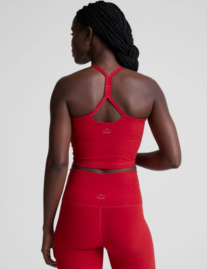 Slim Racerback Cropped Tank - Red Holly Heather