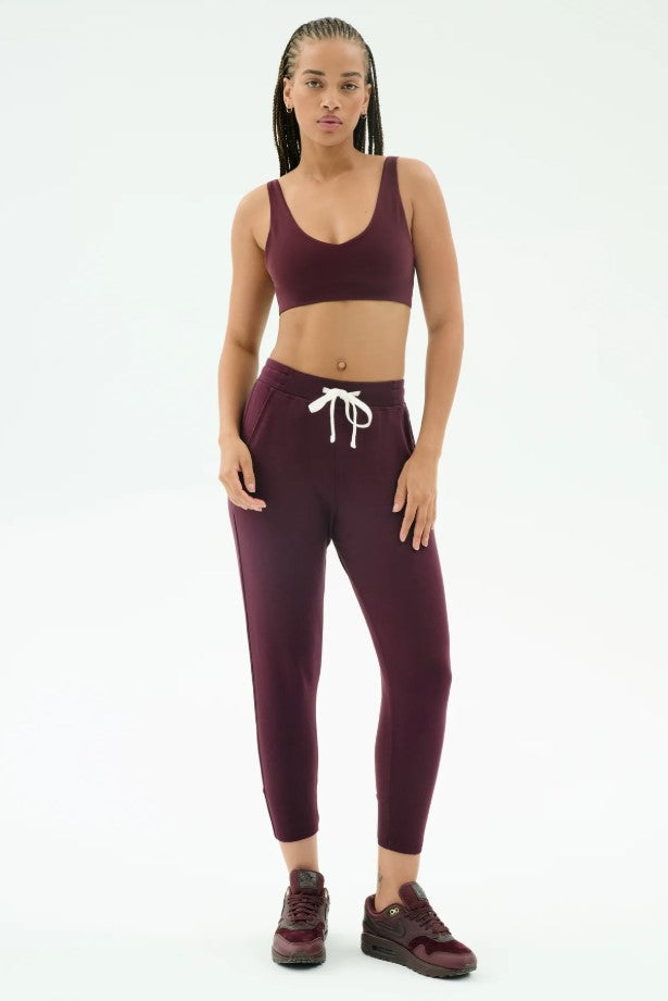 Reena Fleece 7/8 Sweatpant - Dark Cherry
