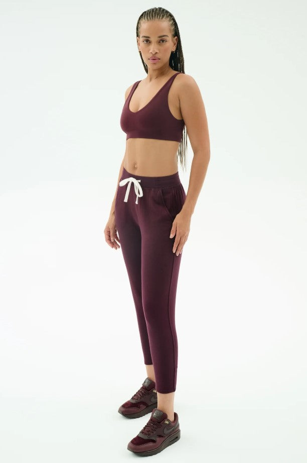 Reena Fleece 7/8 Sweatpant - Dark Cherry