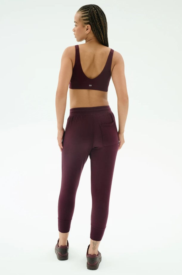 Reena Fleece 7/8 Sweatpant - Dark Cherry
