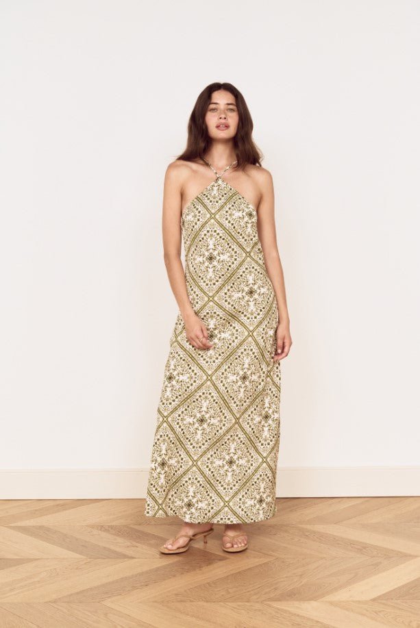 Remi Bias Midi Dress - Olive Paisley - Jaffi&