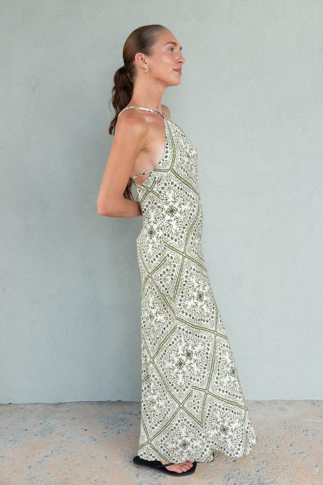 Remi Bias Midi Dress - Olive Paisley - Jaffi&