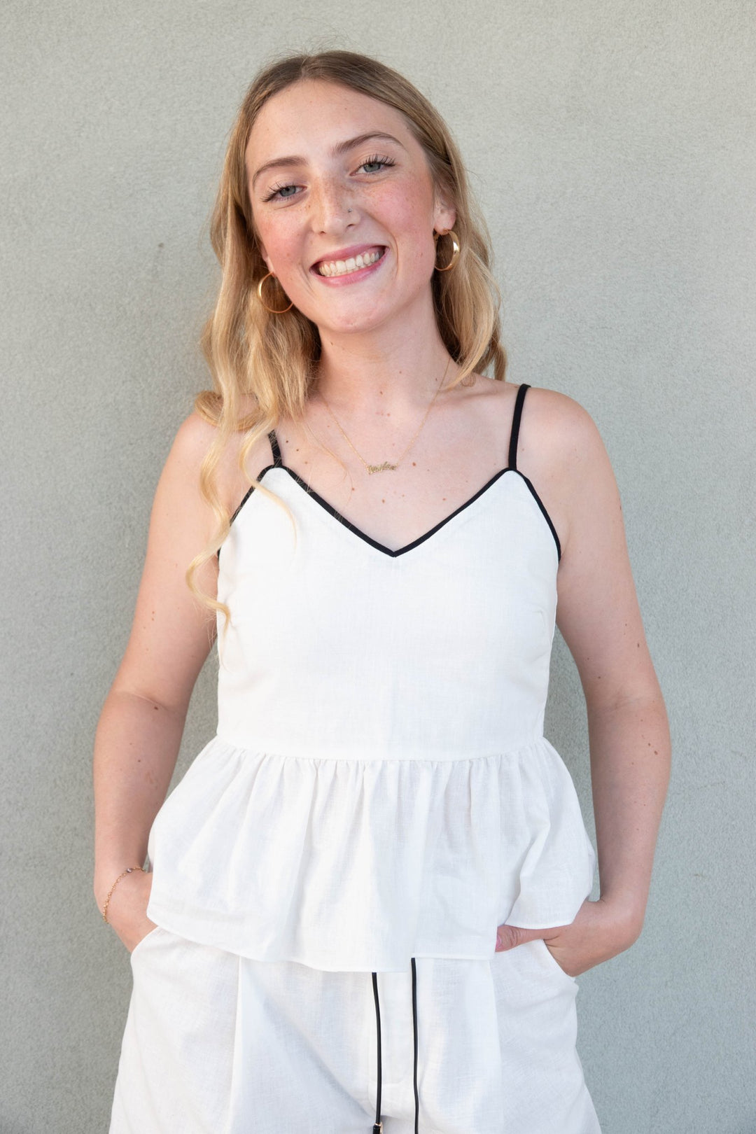Rhodes Contrast Top - White/Black - Jaffi's