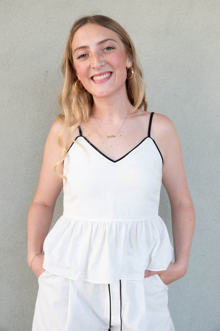 Rhodes Contrast Top - White/Black - Jaffi's