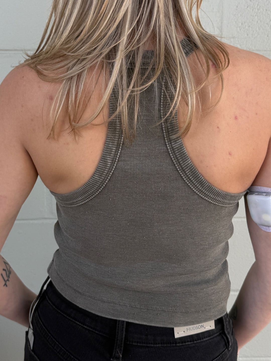 Rib High Neck Crop Tank - Willow - Jaffi's