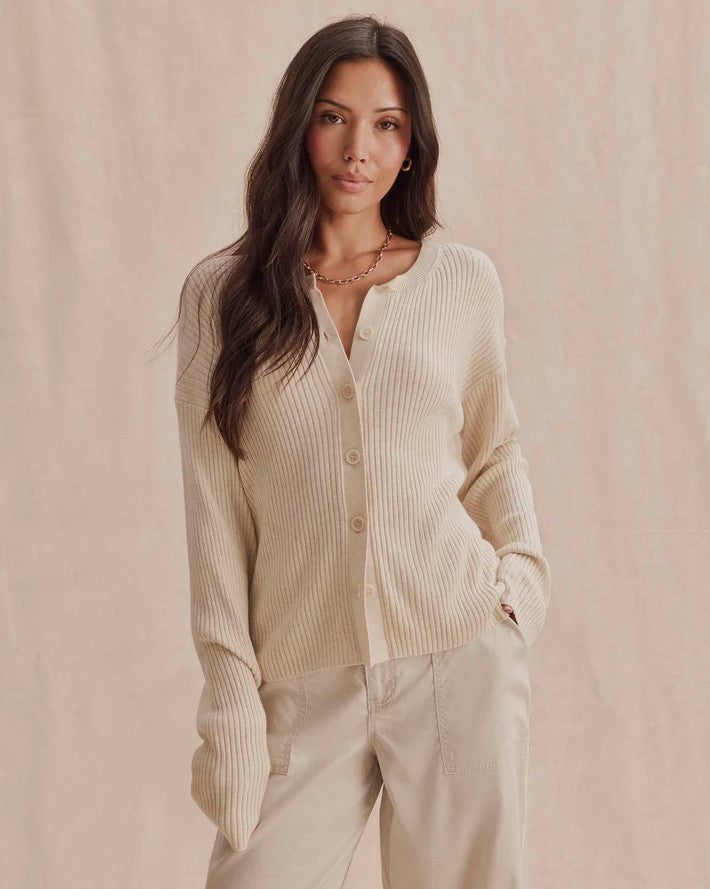 Georgie Rib Cardigan - Wheat Heather