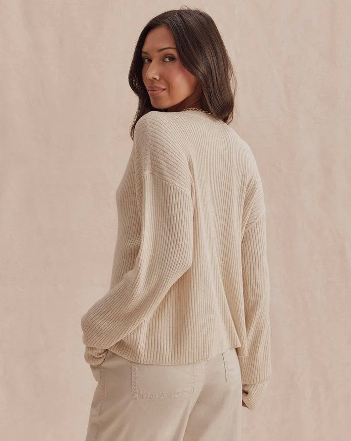 Georgie Rib Cardigan - Wheat Heather