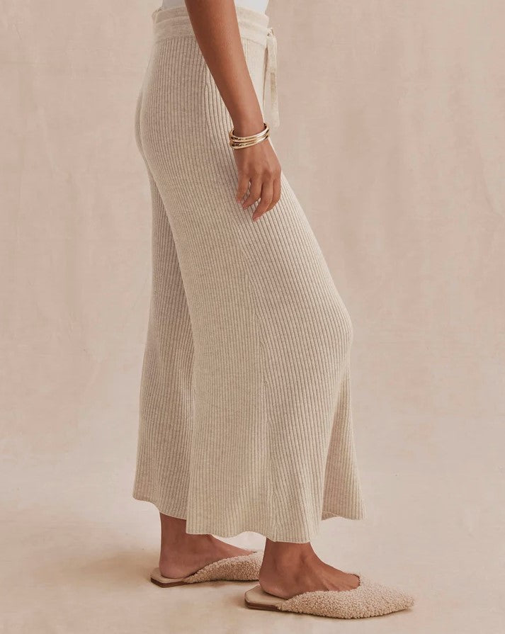 Georgie Rib Sweater Pant - Wheat Heather