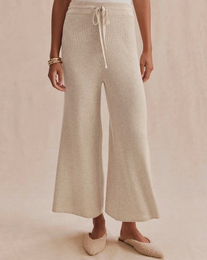 Georgie Rib Sweater Pant - Wheat Heather