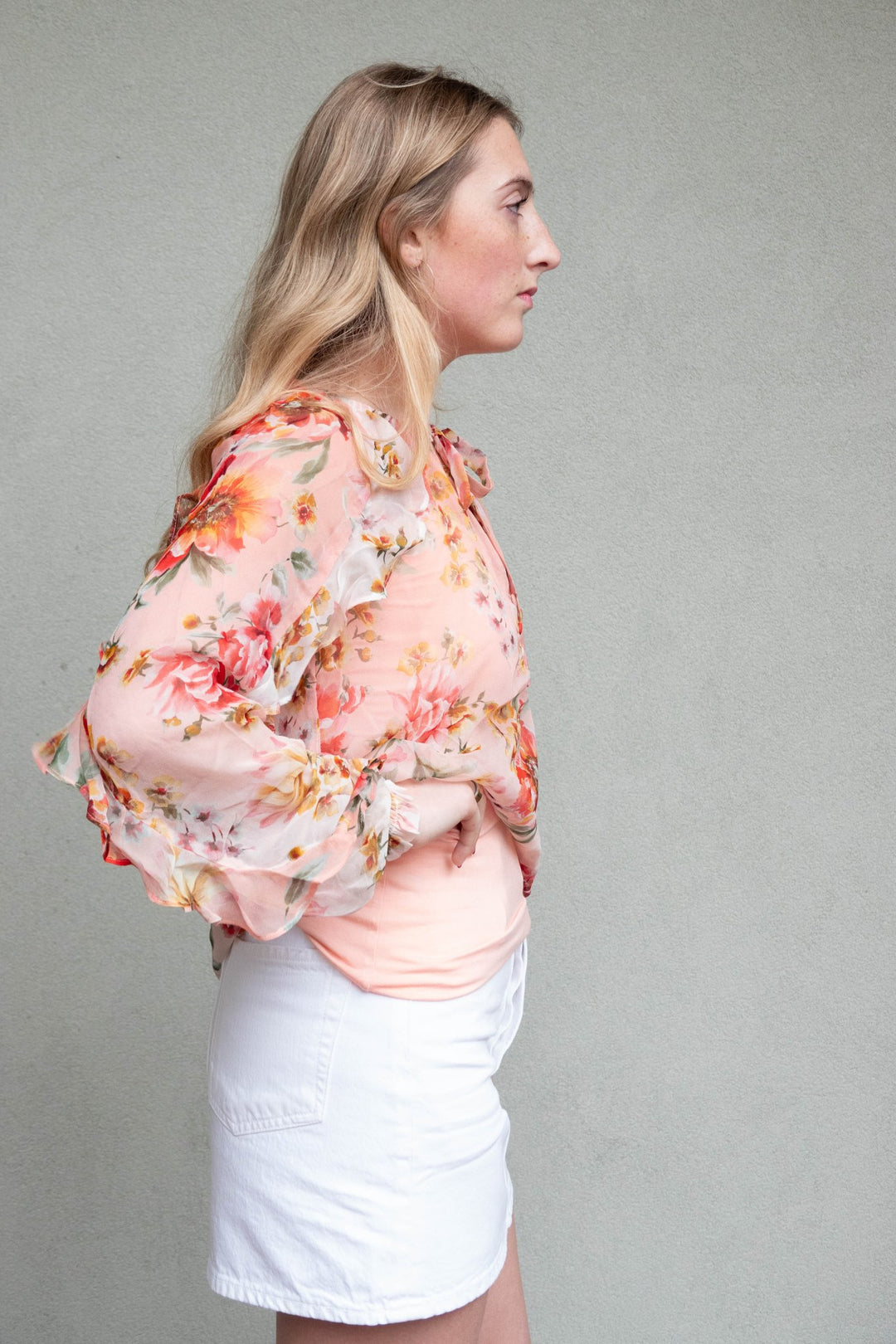 Rin Floral Blouse - Coral - Jaffi's