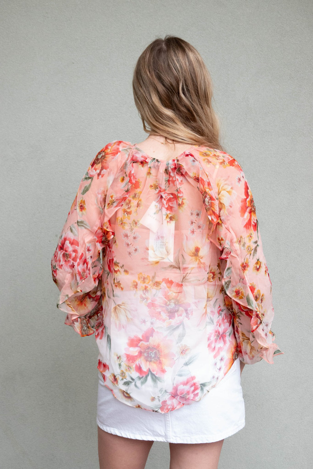 Rin Floral Blouse - Coral - Jaffi's