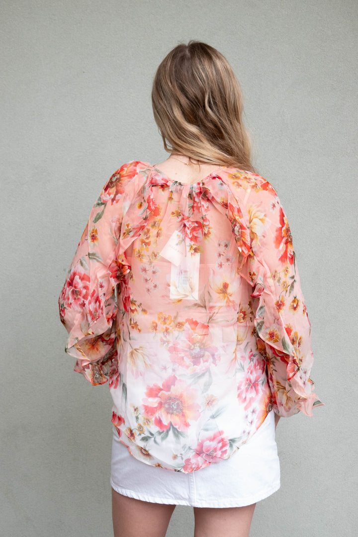Rin Floral Blouse - Coral - Jaffi's