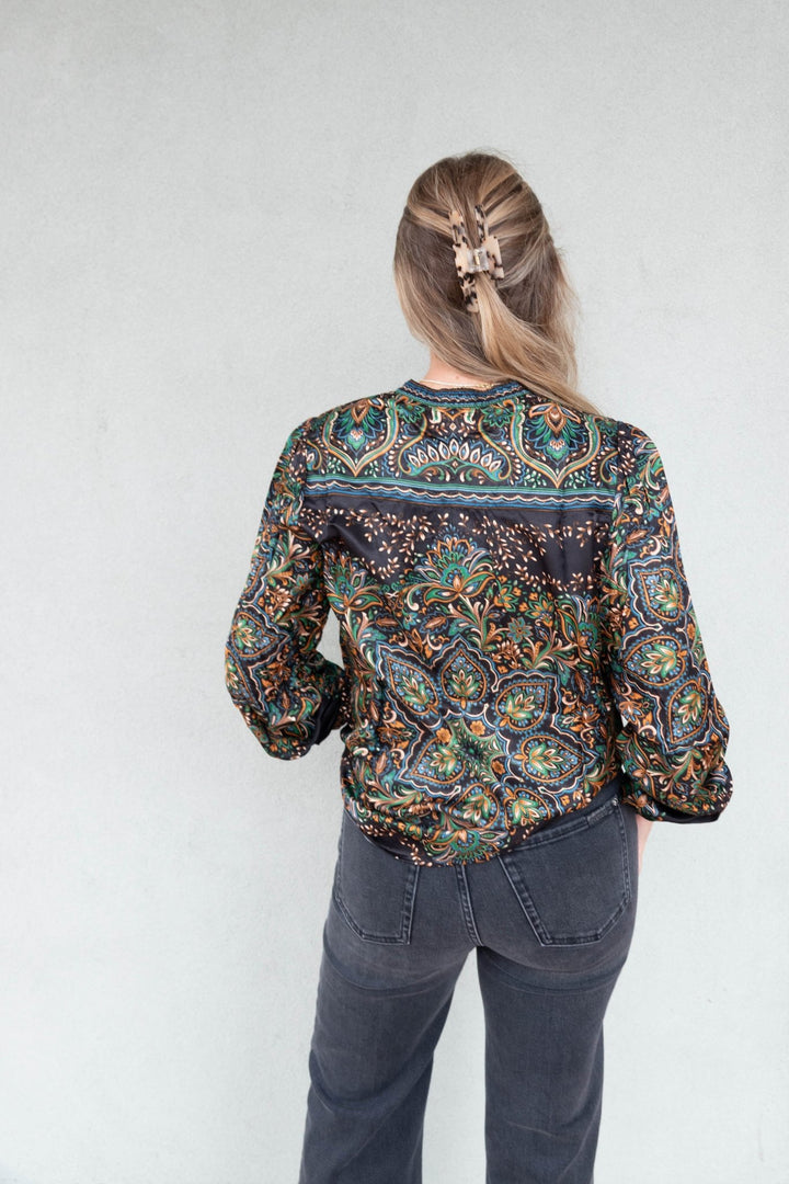 Romee Long Sleeve Blouse - Black Print - Jaffi&