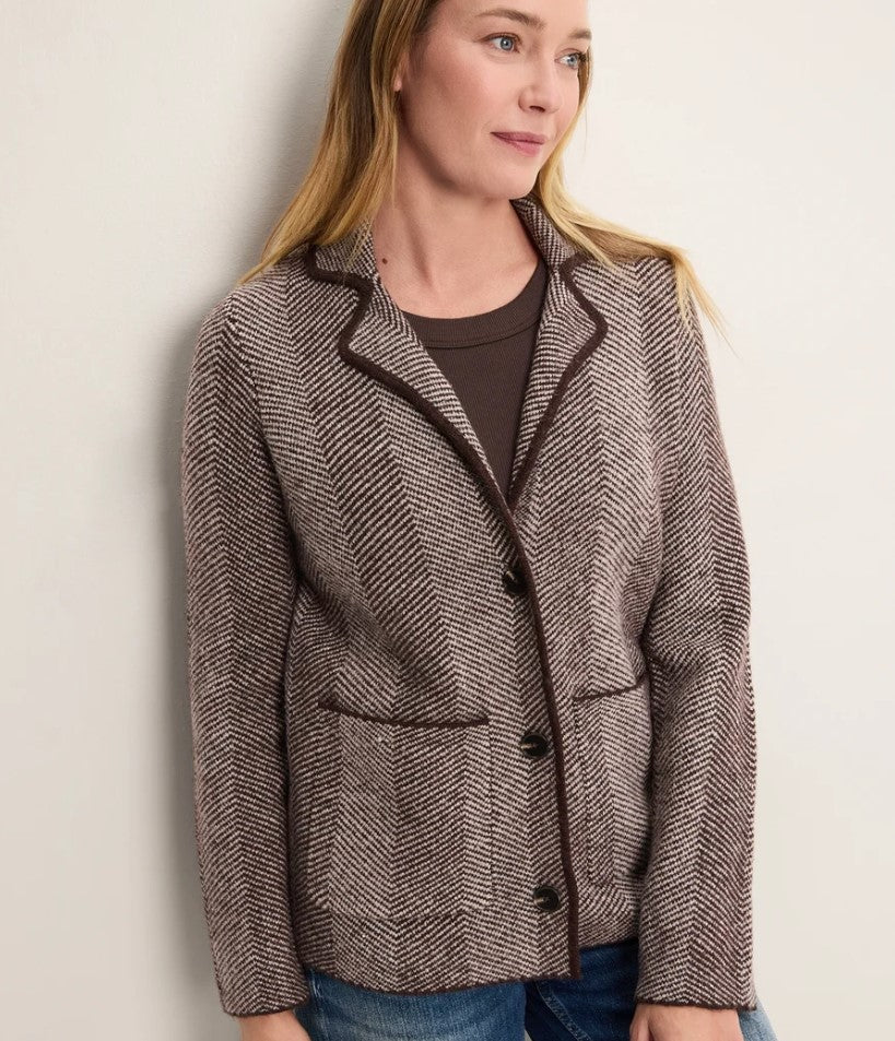 Rory Knit Blazer - Chocolate Herringbone