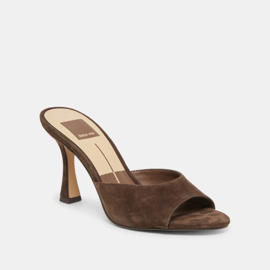 Rosha Heel - Dark Brown Suede