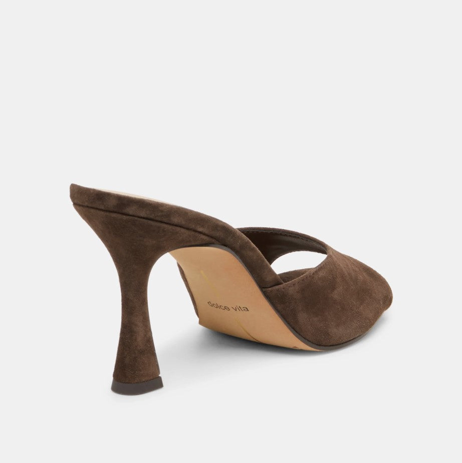 Rosha Heel - Dark Brown Suede