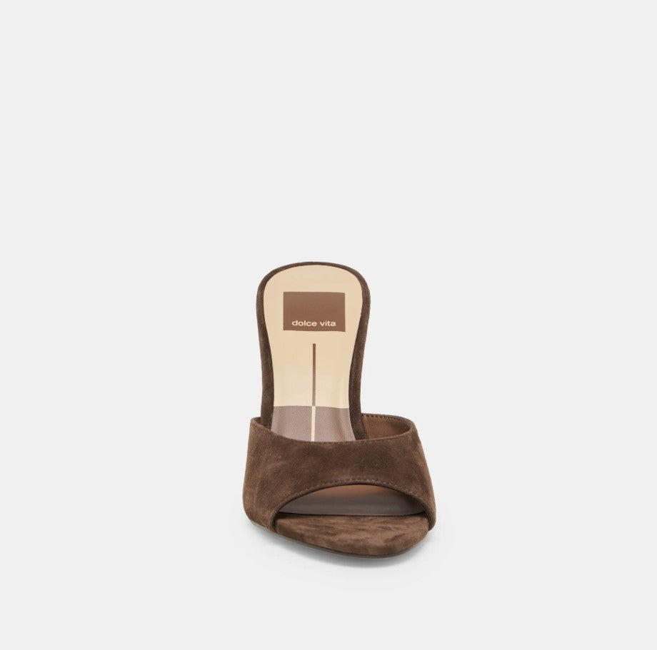 Rosha Heel - Dark Brown Suede