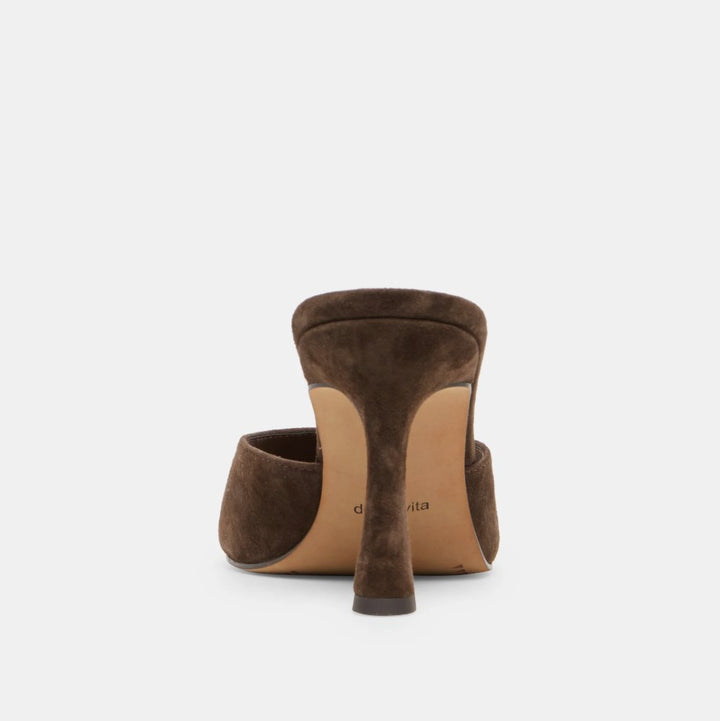 Rosha Heel - Dark Brown Suede