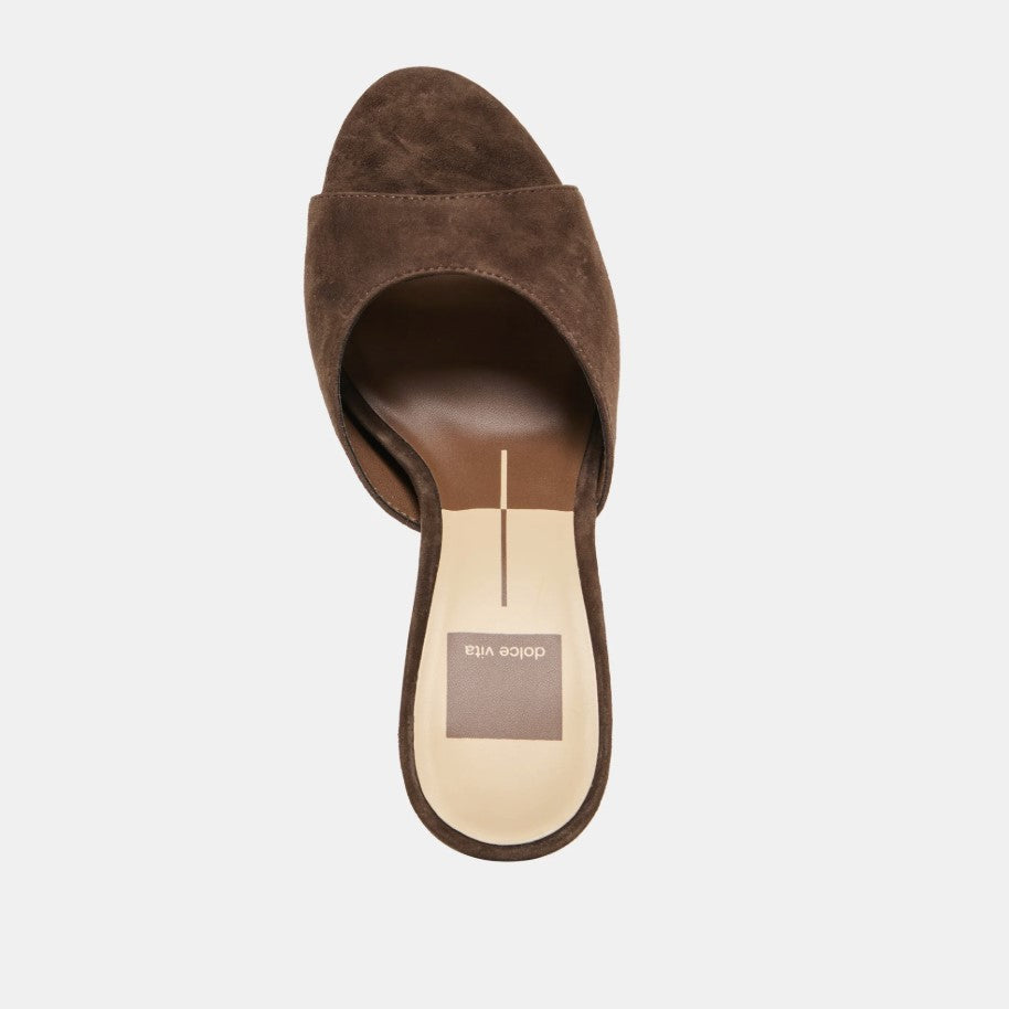 Rosha Heel - Dark Brown Suede