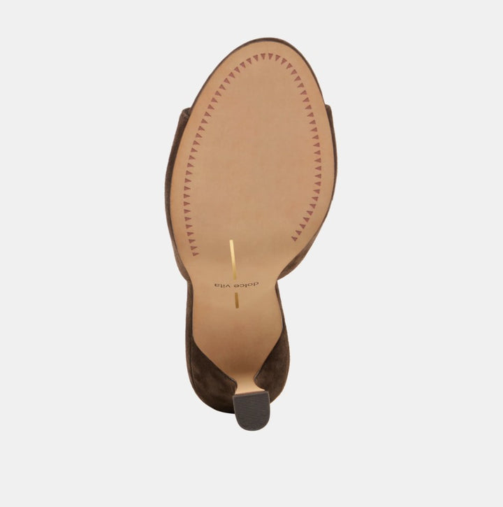 Rosha Heel - Dark Brown Suede