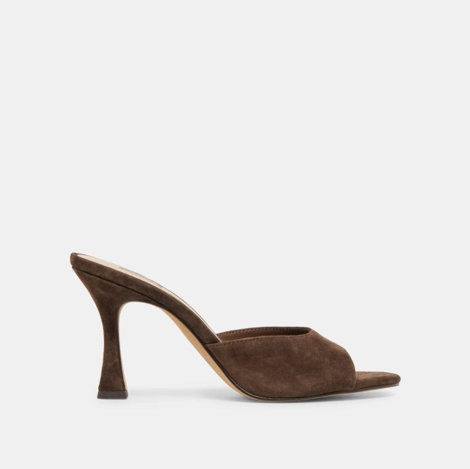 Rosha Heel - Dark Brown Suede