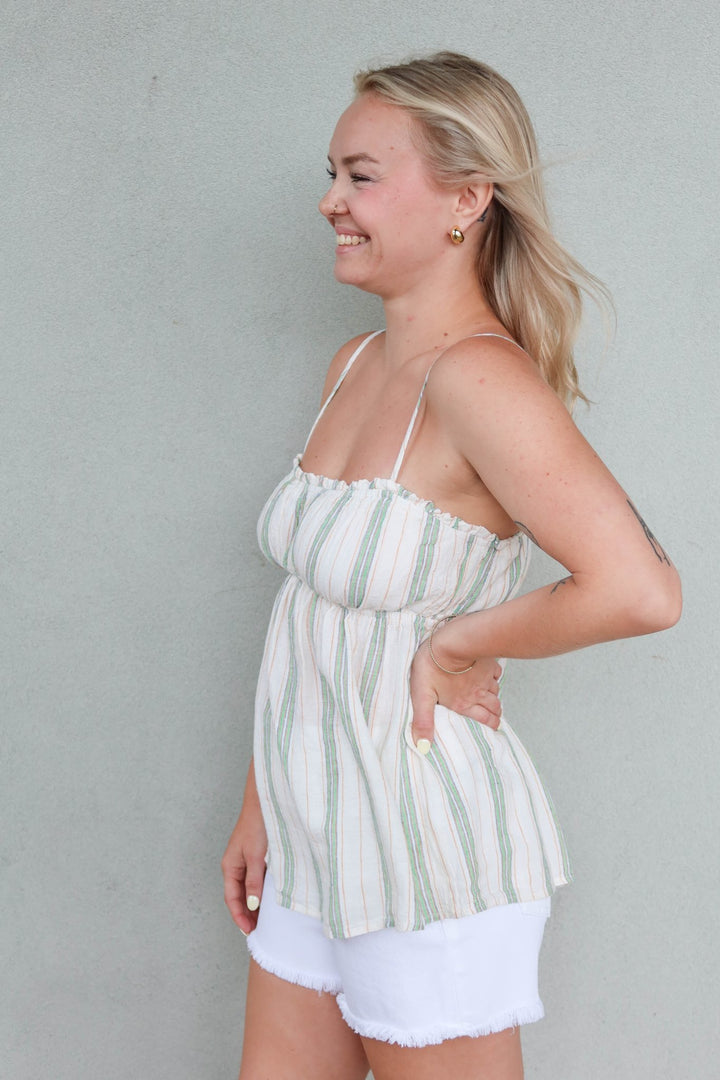 Rosie Tank - Cream Stripe - Jaffi's