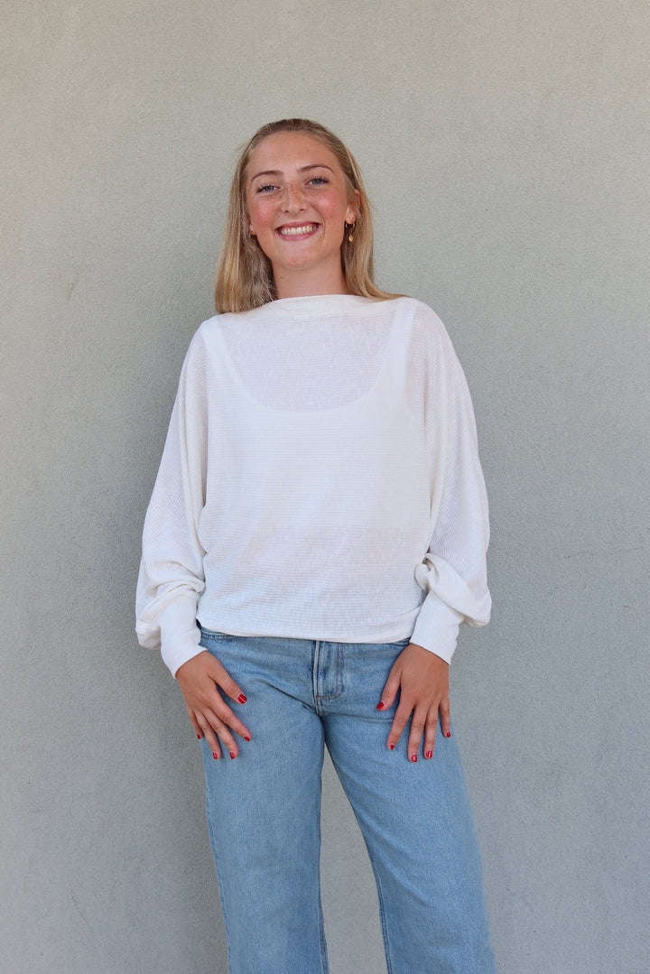 Roxy Balloon Sleeve Top - Coconut Milk - Jaffi&