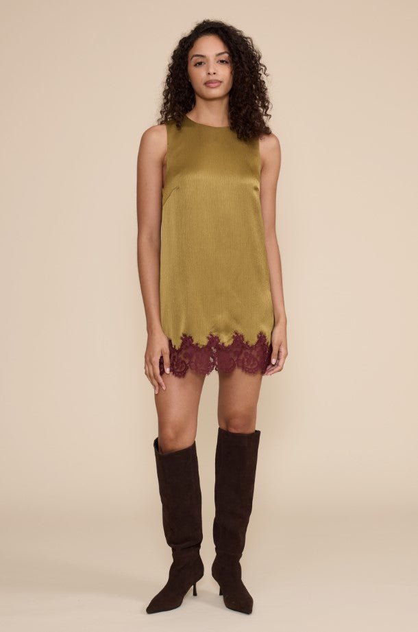 Roxy Lace Hem Dress - Charteuse - Jaffi&