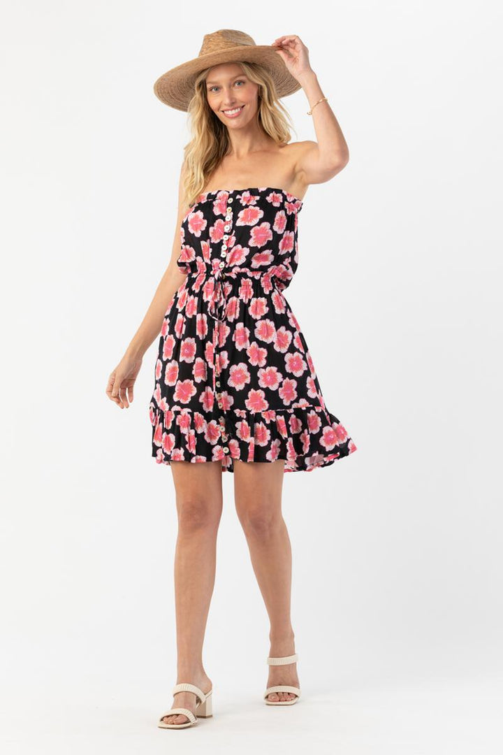 The Ryden Mini Dress - Lanai Floral Black