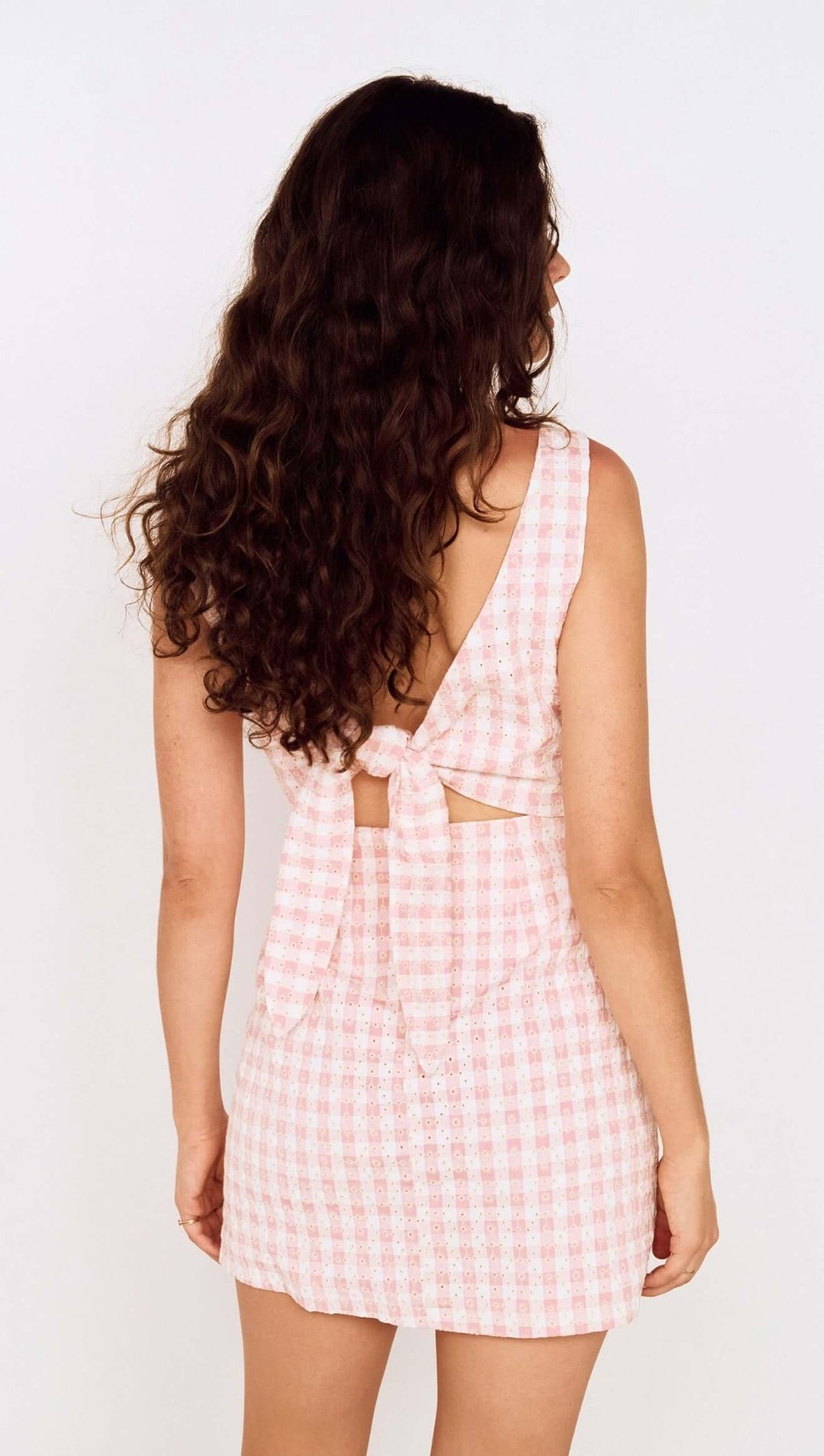 Sabina Tie Back Mini - Pink Gingham - Jaffi&