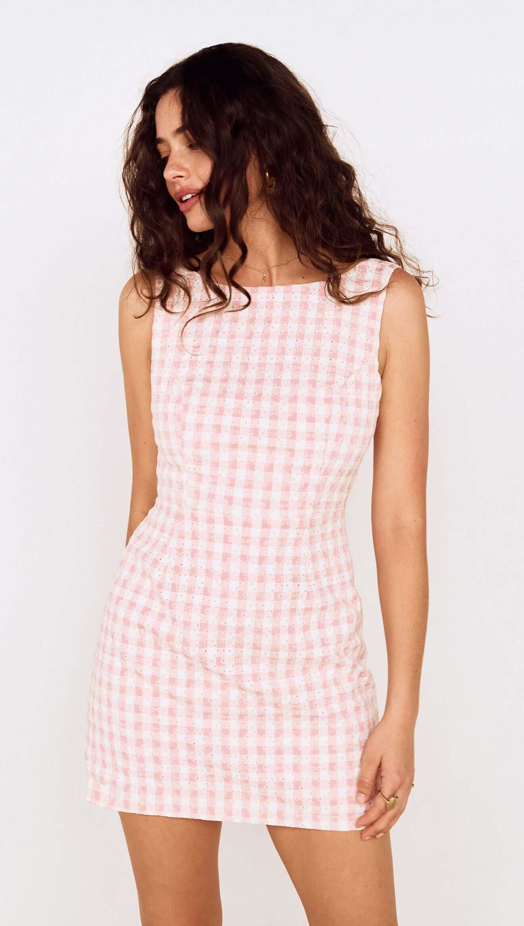 Sabina Tie Back Mini - Pink Gingham