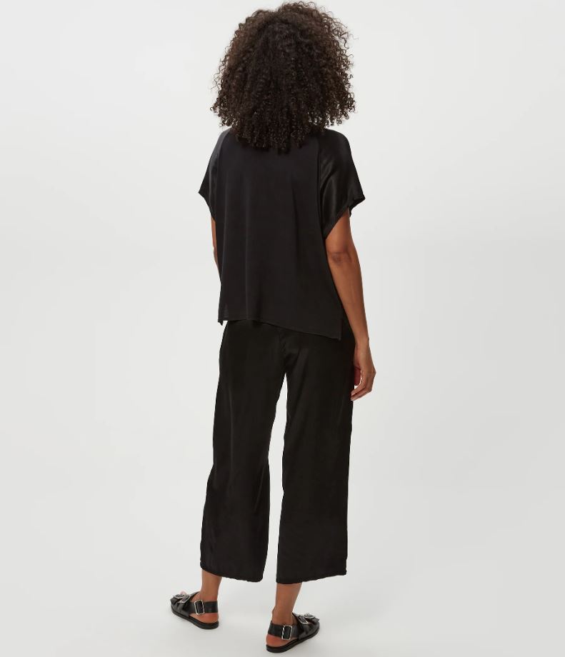 Sacha Cropped Satin Pant - Black