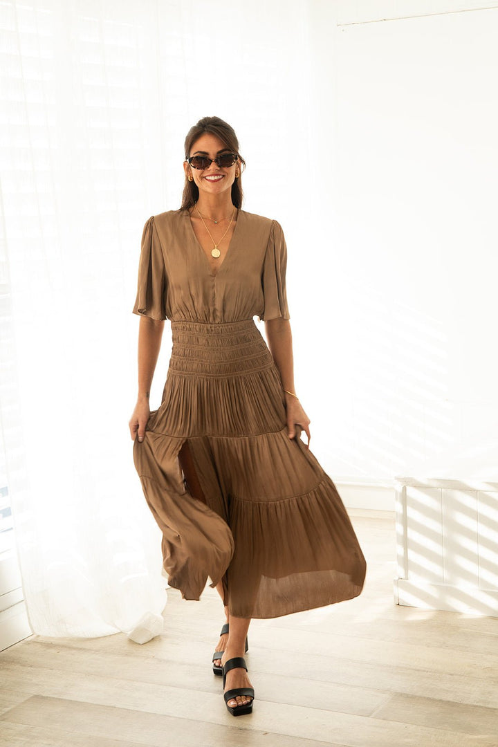 Samantha Maxi Dress - Bronze - Jaffi's