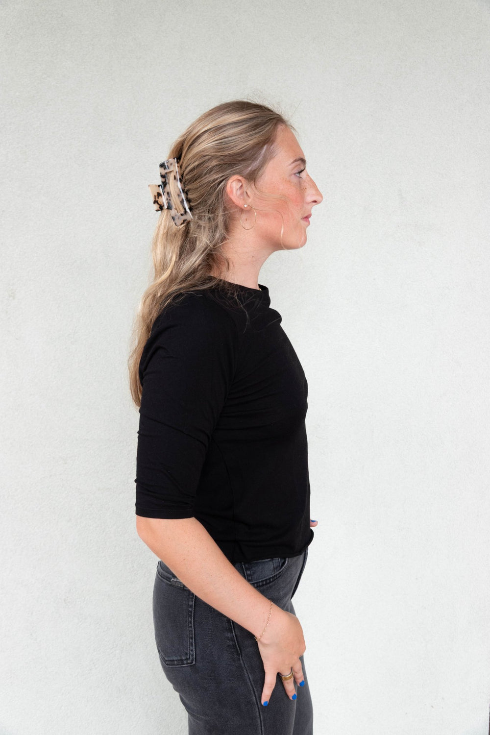 Santa Monica Elbow Sleeve Tee - Black - Jaffi's