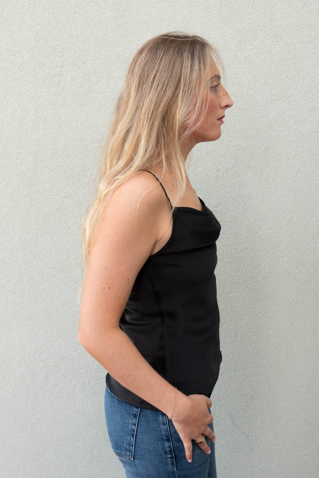 Satin Cowl Cami - Black - Jaffi&