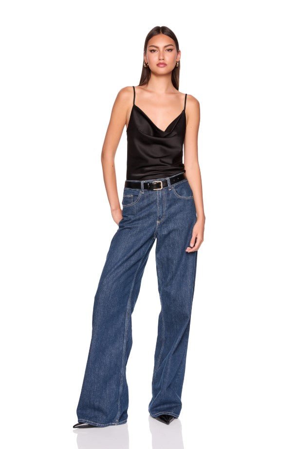 Satin Cowl Cami - Black - Jaffi&