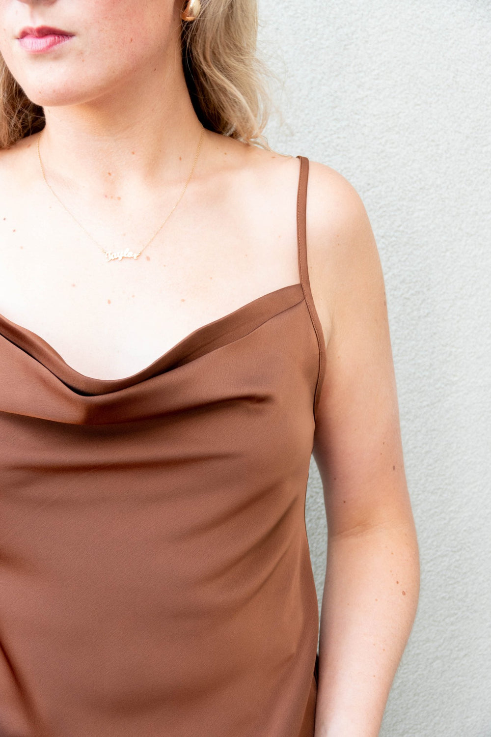 Satin Cowl Cami - Toast - Jaffi's