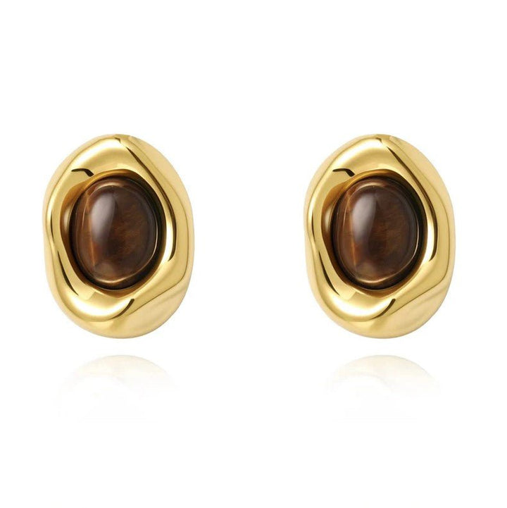 Saylor Tiger Eye Stud Earrings - Jaffi's