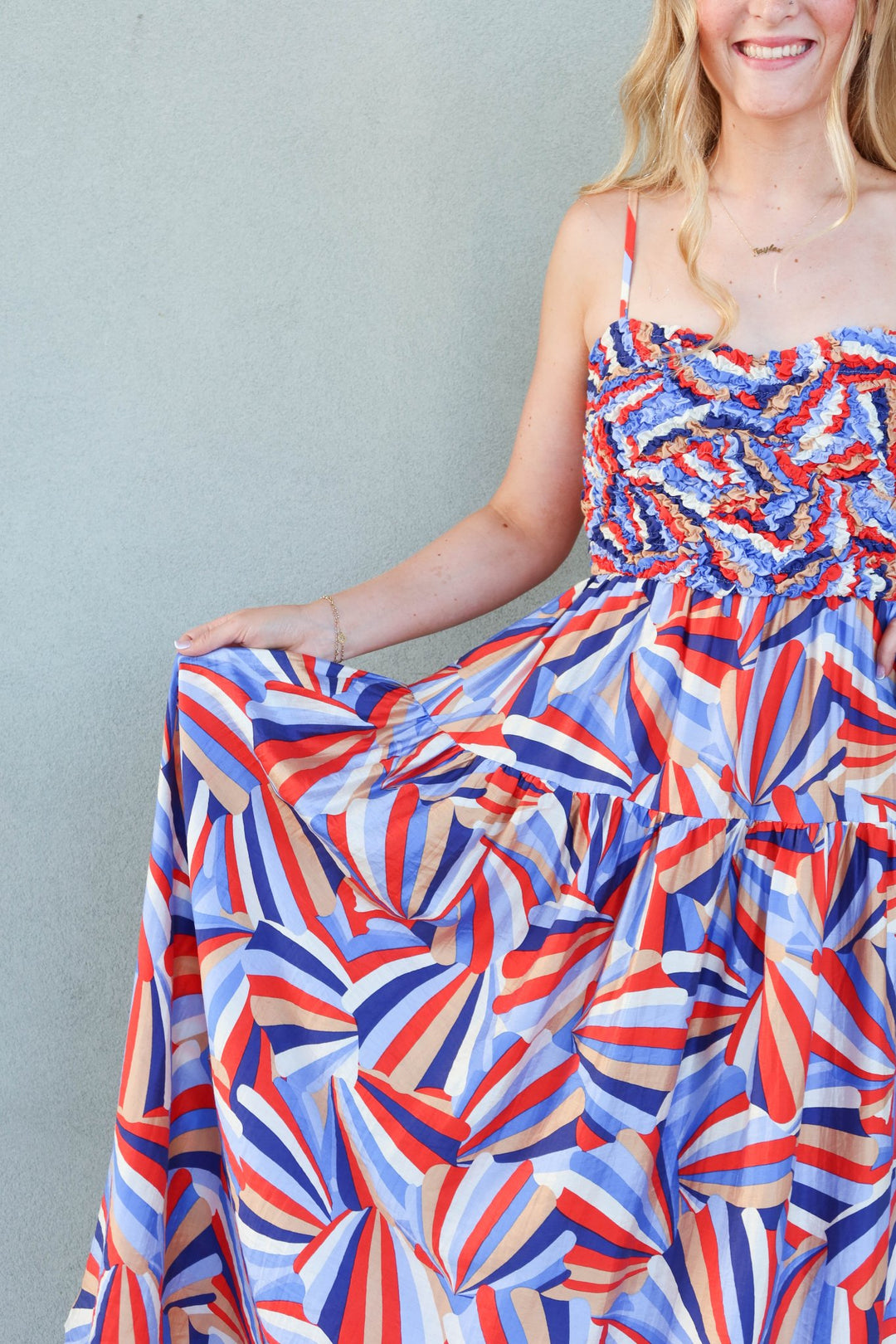 Scrunch Top Midi Dress - Multi Shell - Jaffi's
